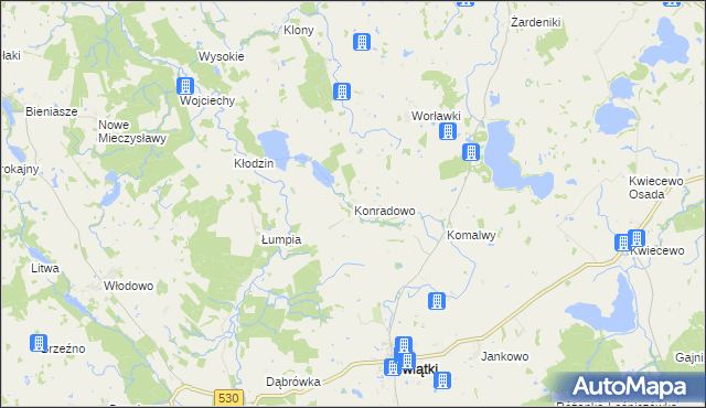 mapa Konradowo gmina Świątki, Konradowo gmina Świątki na mapie Targeo