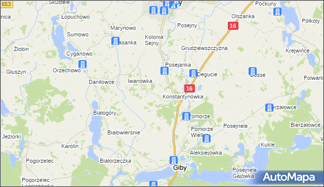 mapa Konstantynówka gmina Giby, Konstantynówka gmina Giby na mapie Targeo