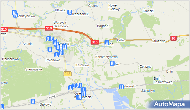 mapa Konstantynowo gmina Wyrzysk, Konstantynowo gmina Wyrzysk na mapie Targeo