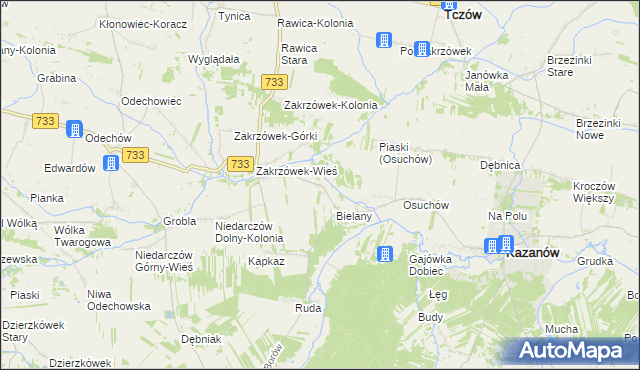 mapa Kopiec gmina Kazanów, Kopiec gmina Kazanów na mapie Targeo