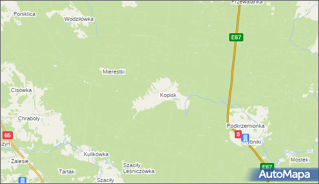 mapa Kopisk, Kopisk na mapie Targeo