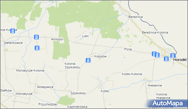 mapa Kopyłów, Kopyłów na mapie Targeo