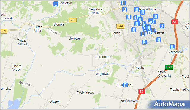 mapa Korboniec, Korboniec na mapie Targeo