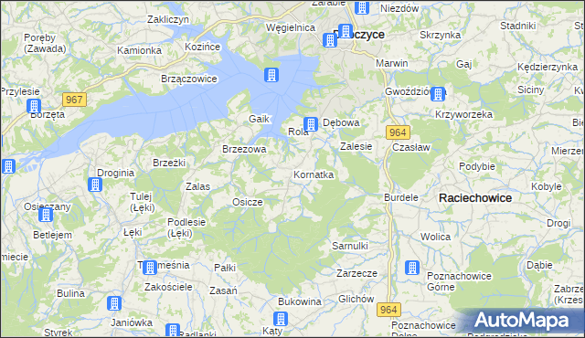 mapa Kornatka gmina Dobczyce, Kornatka gmina Dobczyce na mapie Targeo