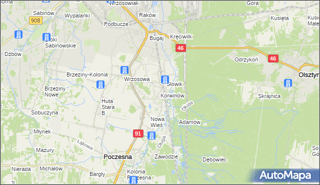 mapa Korwinów, Korwinów na mapie Targeo