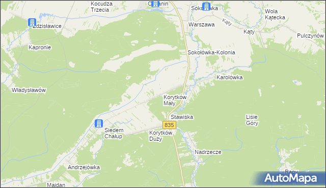 mapa Korytków Mały, Korytków Mały na mapie Targeo