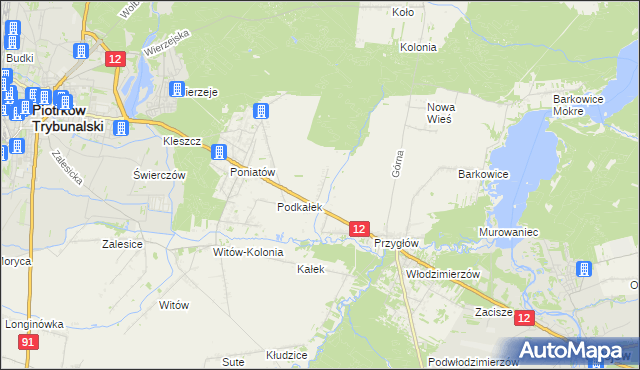 mapa Korytnica gmina Sulejów, Korytnica gmina Sulejów na mapie Targeo