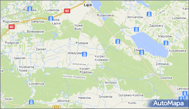 mapa Korzeń Królewski, Korzeń Królewski na mapie Targeo