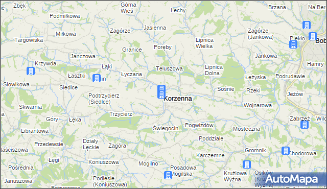 mapa Korzenna, Korzenna na mapie Targeo