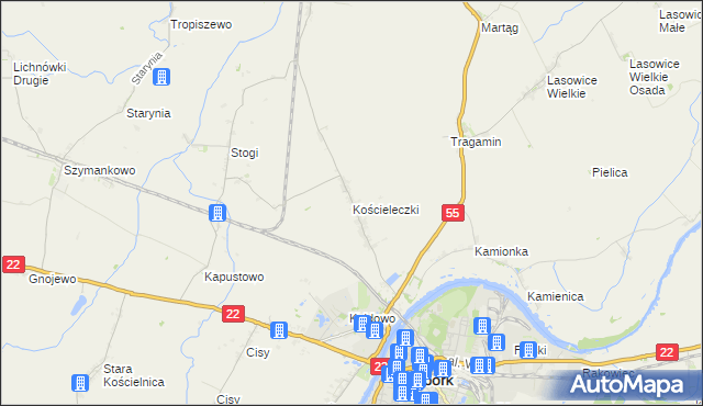 mapa Kościeleczki, Kościeleczki na mapie Targeo