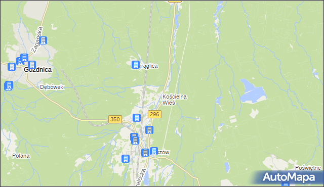 mapa Kościelna Wieś gmina Węgliniec, Kościelna Wieś gmina Węgliniec na mapie Targeo