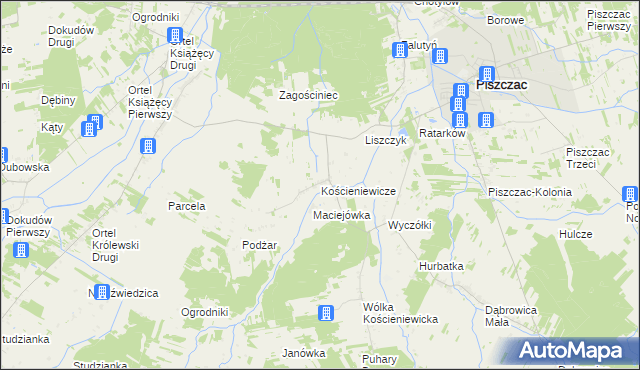 mapa Kościeniewicze, Kościeniewicze na mapie Targeo