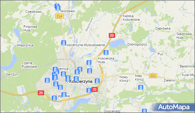 mapa Kościerska Huta, Kościerska Huta na mapie Targeo
