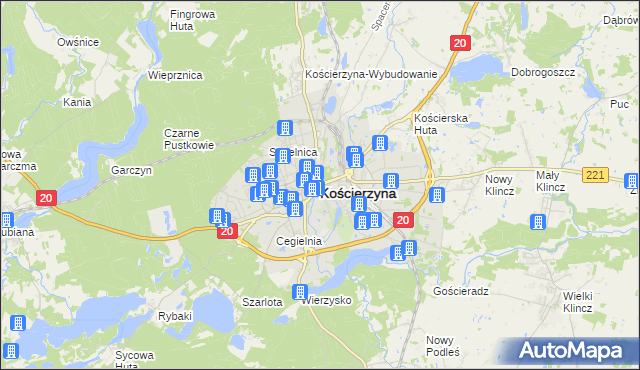 mapa Kościerzyna, Kościerzyna na mapie Targeo