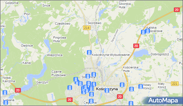 mapa Kościerzyna-Wybudowanie, Kościerzyna-Wybudowanie na mapie Targeo