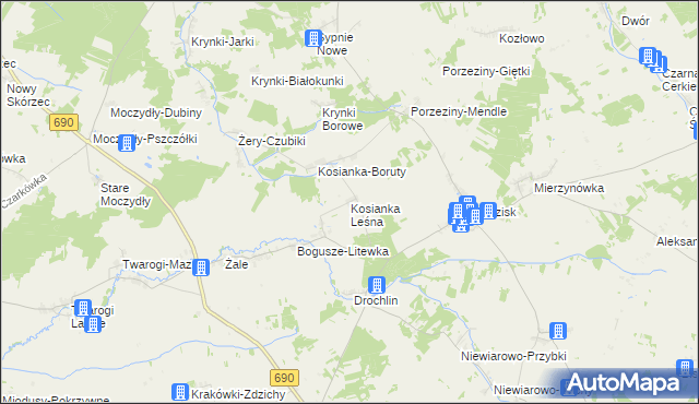 mapa Kosianka Leśna, Kosianka Leśna na mapie Targeo