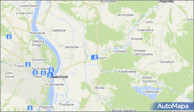 mapa Kosin gmina Annopol, Kosin gmina Annopol na mapie Targeo