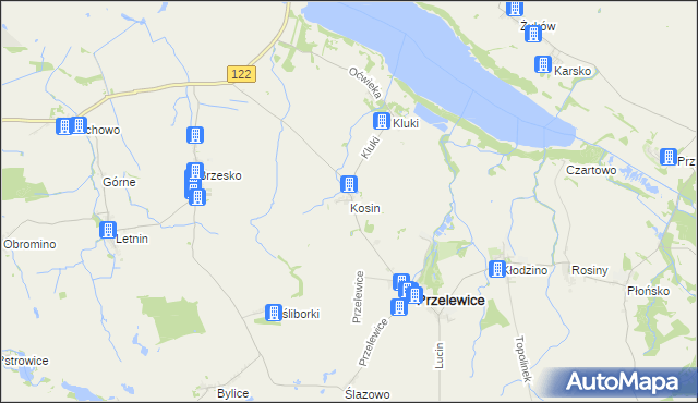 mapa Kosin gmina Przelewice, Kosin gmina Przelewice na mapie Targeo