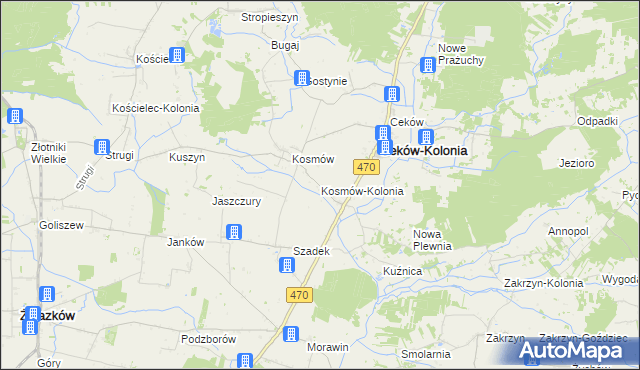 mapa Kosmów-Kolonia, Kosmów-Kolonia na mapie Targeo