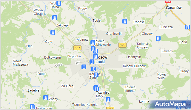 mapa Kosów Lacki, Kosów Lacki na mapie Targeo