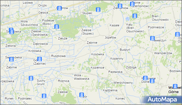 mapa Kosówka gmina Wadowice Górne, Kosówka gmina Wadowice Górne na mapie Targeo