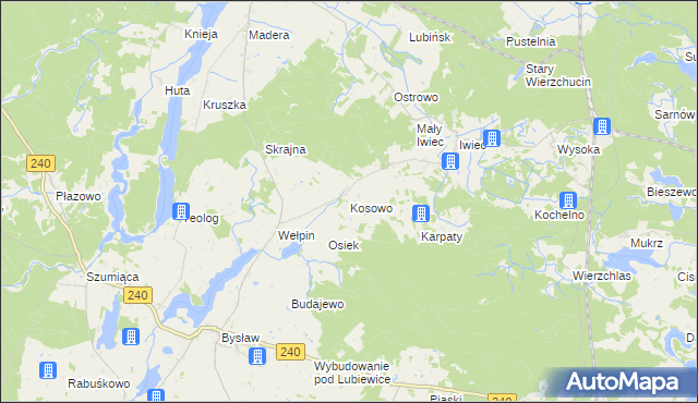 mapa Kosowo gmina Cekcyn, Kosowo gmina Cekcyn na mapie Targeo