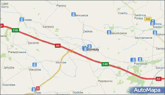 mapa Kostomłoty powiat średzki, Kostomłoty powiat średzki na mapie Targeo