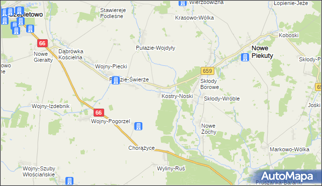 mapa Kostry-Noski, Kostry-Noski na mapie Targeo
