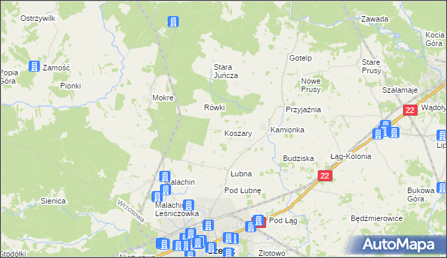 mapa Koszary gmina Czersk, Koszary gmina Czersk na mapie Targeo
