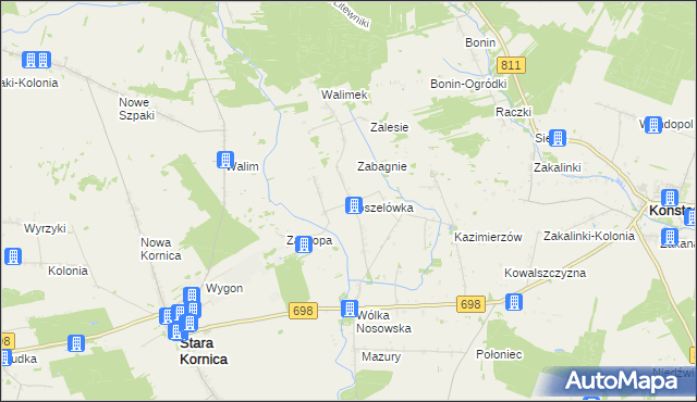 mapa Koszelówka gmina Stara Kornica, Koszelówka gmina Stara Kornica na mapie Targeo