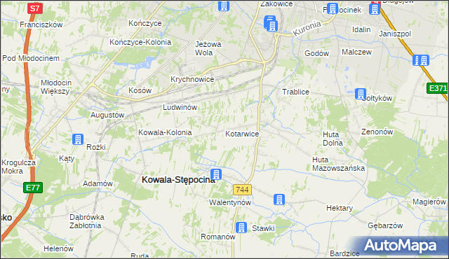 mapa Kotarwice, Kotarwice na mapie Targeo