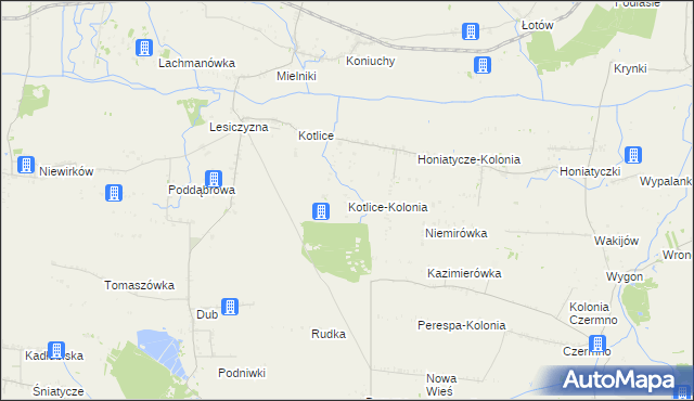 mapa Kotlice-Kolonia, Kotlice-Kolonia na mapie Targeo
