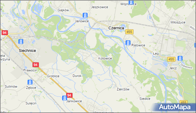 mapa Kotowice gmina Siechnice, Kotowice gmina Siechnice na mapie Targeo