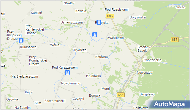 mapa Kotówka gmina Hajnówka, Kotówka gmina Hajnówka na mapie Targeo