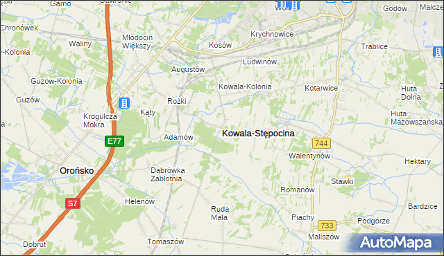 mapa Kowala-Stępocina, Kowala-Stępocina na mapie Targeo