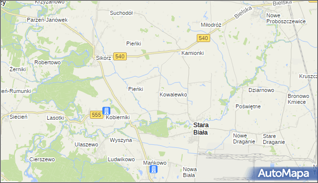 mapa Kowalewko gmina Stara Biała, Kowalewko gmina Stara Biała na mapie Targeo