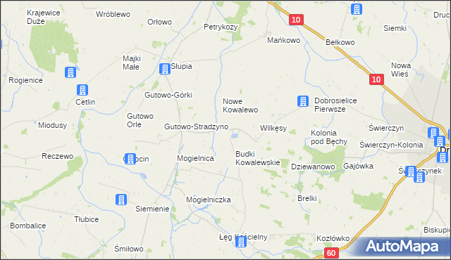 mapa Kowalewo gmina Drobin, Kowalewo gmina Drobin na mapie Targeo