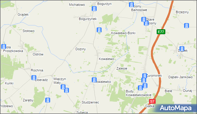 mapa Kowalewo gmina Wiśniewo, Kowalewo gmina Wiśniewo na mapie Targeo