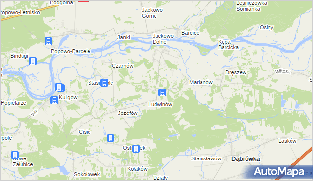 mapa Kowalicha gmina Dąbrówka, Kowalicha gmina Dąbrówka na mapie Targeo