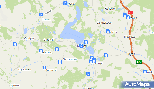 mapa Kownatki gmina Kozłowo, Kownatki gmina Kozłowo na mapie Targeo