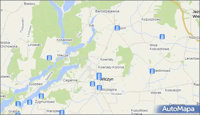 mapa Kownaty gmina Wilczyn, Kownaty gmina Wilczyn na mapie Targeo