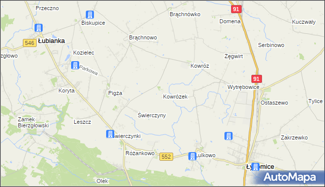 mapa Kowrózek, Kowrózek na mapie Targeo