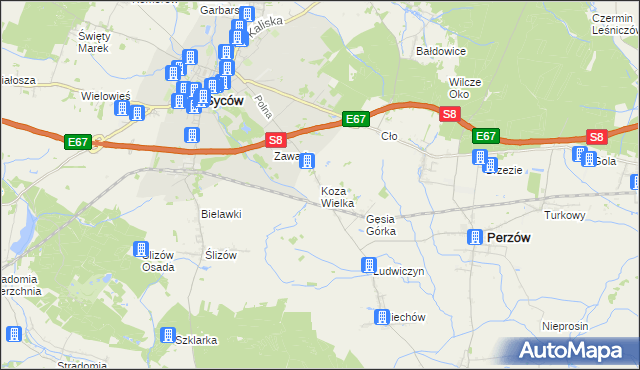 mapa Koza Wielka, Koza Wielka na mapie Targeo