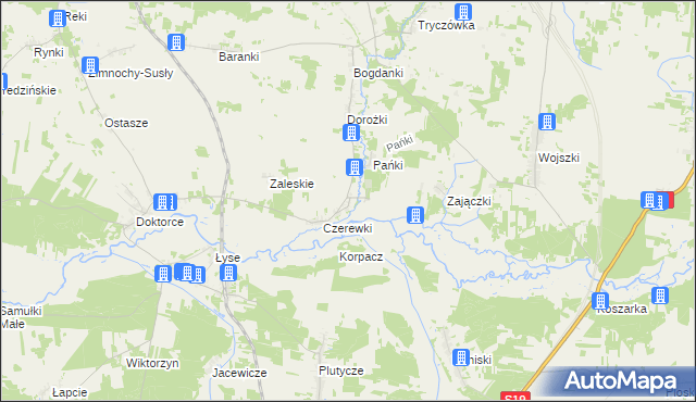 mapa Kożany, Kożany na mapie Targeo