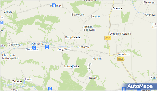 mapa Kozarów, Kozarów na mapie Targeo