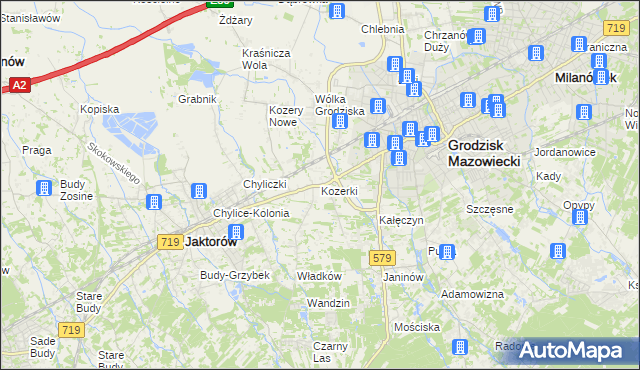 mapa Kozerki, Kozerki na mapie Targeo