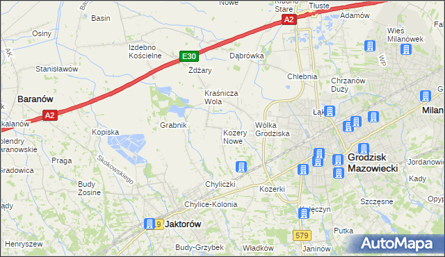 mapa Kozery Nowe, Kozery Nowe na mapie Targeo