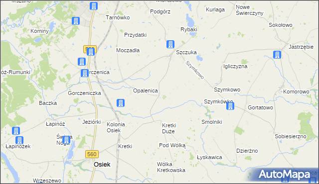 mapa Kozi Róg gmina Brodnica, Kozi Róg gmina Brodnica na mapie Targeo