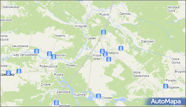 mapa Kozia Wieś, Kozia Wieś na mapie Targeo