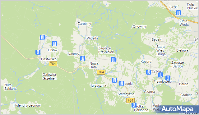 mapa Koziel gmina Raków, Koziel gmina Raków na mapie Targeo